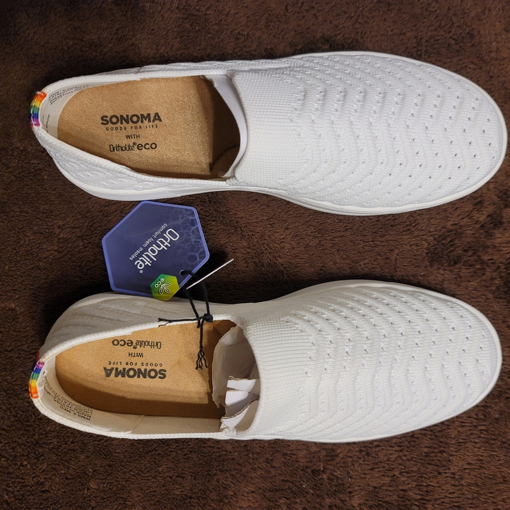 Sonoma White Comfort Knit Slip-On Ortholite Eco Shoes